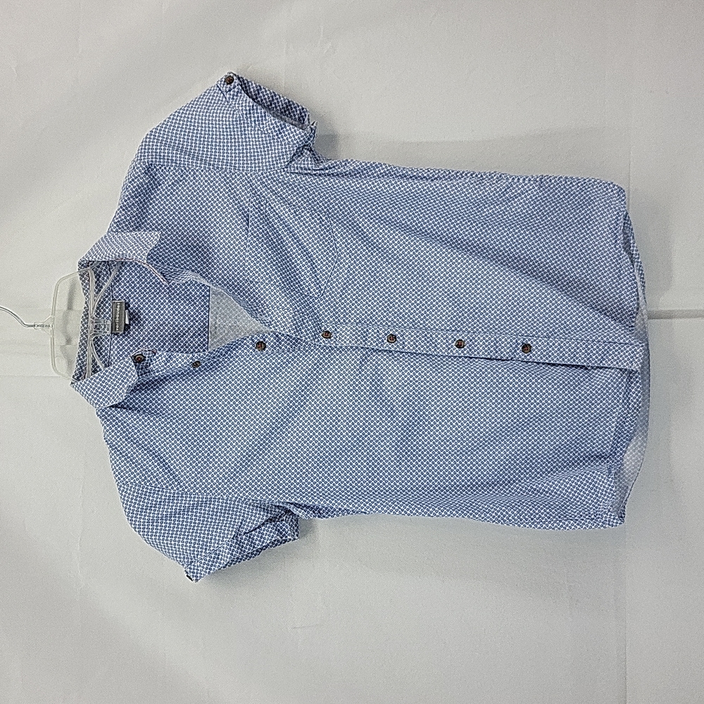 VERTBAUDET from France  - White Blue Paisley Button Down Shirt with Pocket